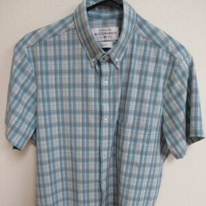 Mizzen Main Trim Fit Leeward Green Orange Short-Sleeve Button Down Shirt Large